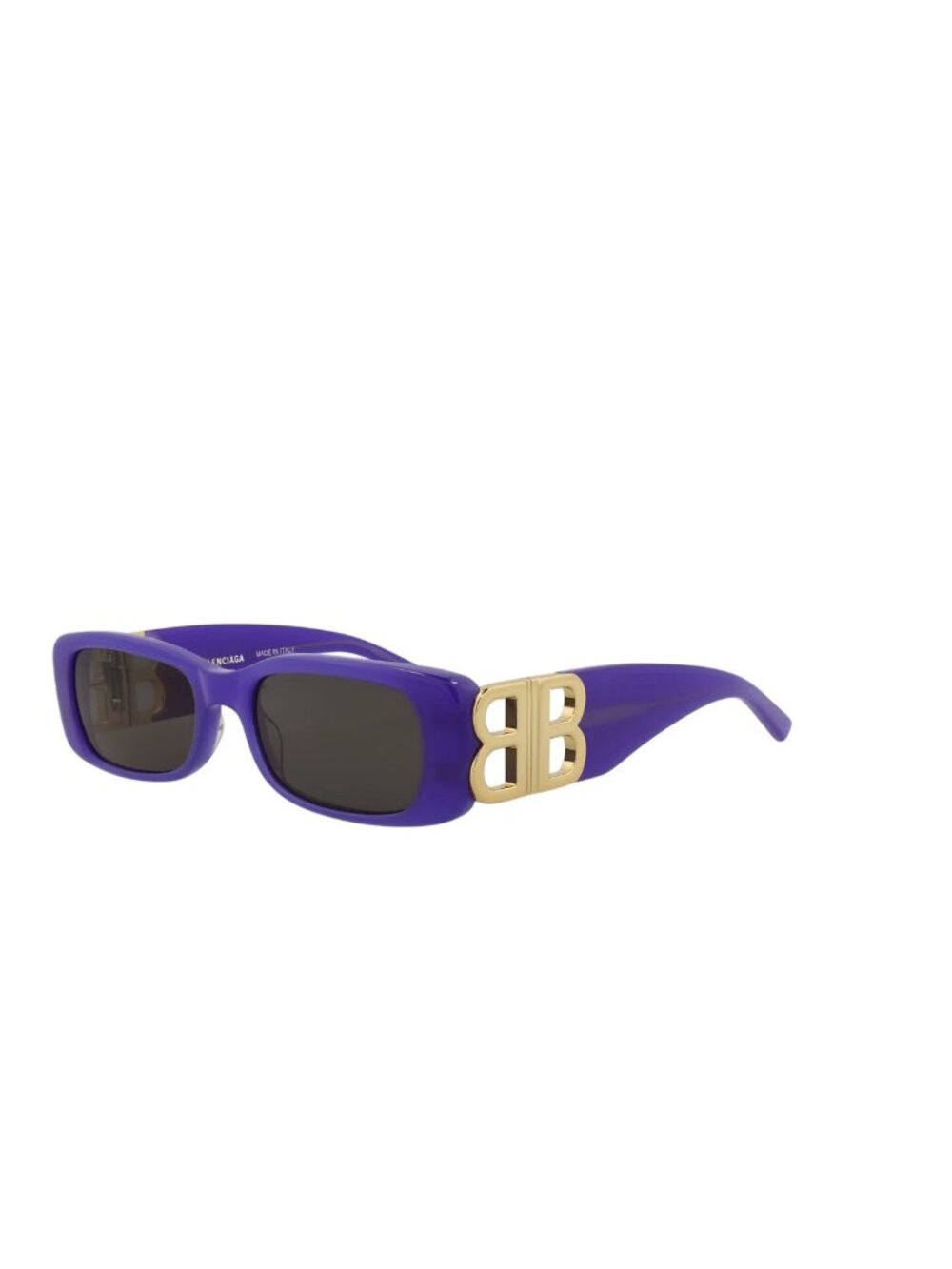 New Balenciaga Women's Sunglasses Square Rectangle Acetate Frame Violet Gold